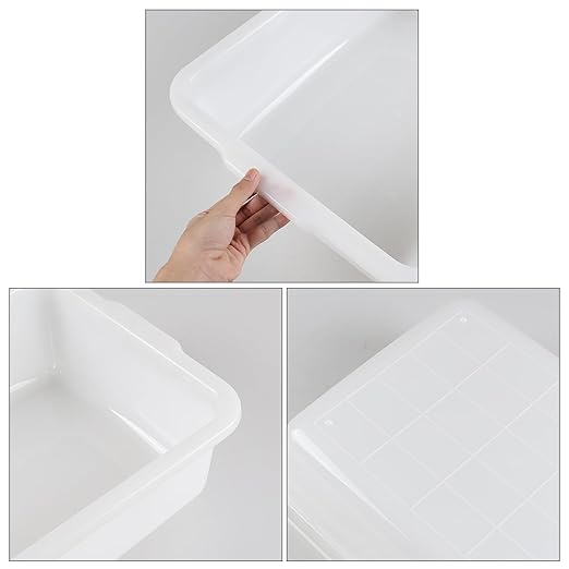 32 Liter Large Bus Tubs Commercial Plastic Bus Pans Set of 4 White