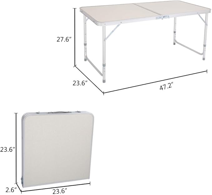 Folding Picnic Table47.24 x 23.62 x 21.65‘’Home Use Folding Table Lightweight Aluminum Camping TablePortable Outdoor Grill Stand Table for Outside Picnic BBQ Beach