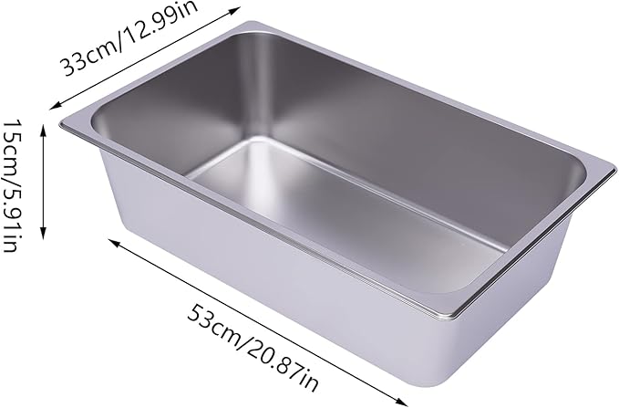 6 Pack Full Size Stainless Steel Steam Hotel Pan 20.87x12.99x6in Steam Table Pan Food Service Pan for Party Kitchen Restaurant Hotel