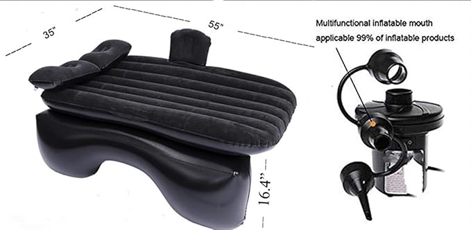Car Inflatable Mattress Car Camping Travel Mattress Car Trunk Inflatable Mattress Portable Inflatable Mattress Suitable for All Car Models (Black)