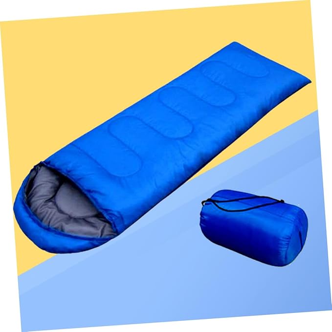 POPETPOP Outdoor Envelope with Drawstring Hood Lightweight Camping Gear for Hiking Backpacking Trekking in Spring Summer Autumn Compression Storage Included Blue