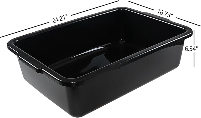 Taysisiter 35 L Black Food Serving Bus Tub Plastic Large Bus Box 4 Packs
