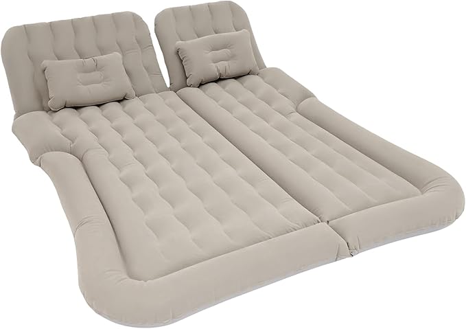 SUV Air Mattress with Electric Pump Inflatable Bed for Suvs with 2 Pillows Portable Sleeping Mattress for Camping and Road Trips to Car Tent SUV Pickup Back Seat 5.71x4.13ft (Gray)