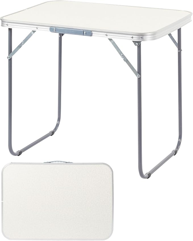 Aluminum Folding Camping Table Outdoor Lightweight Picnic Table 27x20x24 Portable Silver Rectangular Table for BBQ RV Beach Travel