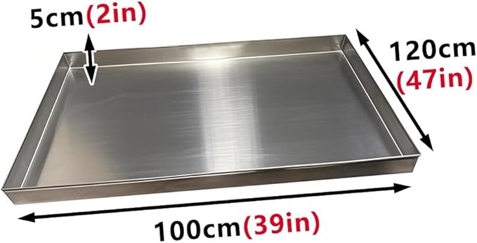 Washing Machine Pan 304 Stainless Steel Washing Machine Drain Pan Kitchen Factory Warehouse Garage Drain Tray Spill Containment Platform Pallets(100x120cm(39x47in))