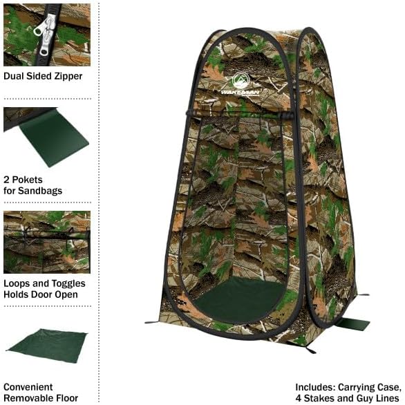Wakeman Pop Up Changing Tent 3.3 x 3.3 x 6.2ft Camping Shower Tent for Portable Toilet Stall or Dressing Room with Carry Bag for Camping Beach or Tailgate Polyester