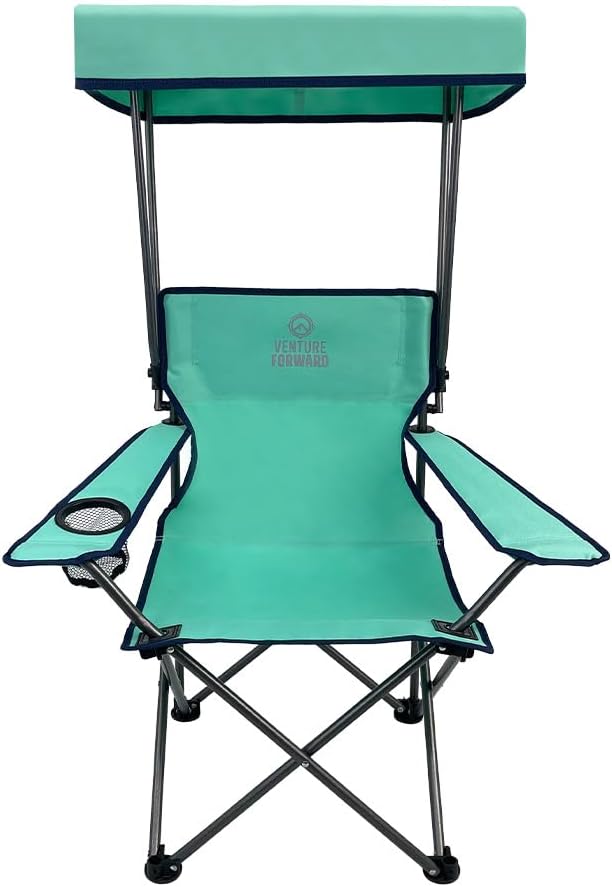 Youth Outdoor Canopy Chair with Adjustable Shade Folding Kids Camping Chair with Cup Holder and Carry Bag Portable Beach Sports and Backyard Seating