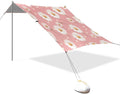 Daisy Pattern Pink Beach Tent Sun Shelter 9.2' x 10.5' Beach Canopy with 4 Sandbags 4 Stability Poles Sand Shovels - Tent Canopy for Beach Camping Fishing Picnics
