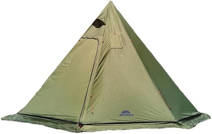 Tipi Hot Tent with Fire Retardant Stove Jack for Flue Pipes 3~4 Person Lightweight Teepee Tents with Snow Skirt for Family Team Outdoor Backpacking Camping Hiking