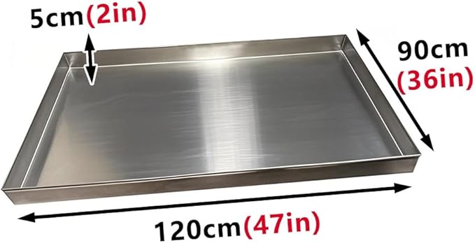 Washing Machine Pan 304 Stainless Steel Washing Machine Drain Pan Kitchen Factory Warehouse Garage Drain Tray Spill Containment Platform Pallets(120x90cm(47x36in))