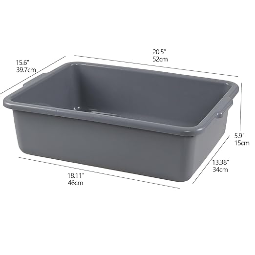 6 Packs 24 Liters Plastic Commercial Bus Tub Large Bus Tote Box Gray