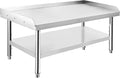 Stainless Steel 36x30x24 in Equipment Grill Stand Table 1000 LBS Top Shelf 220 LBS Bottom Shelf Adjustable Legs 2 in Edge Baffle for Hotel Home Commercial Restaurant Kitchen
