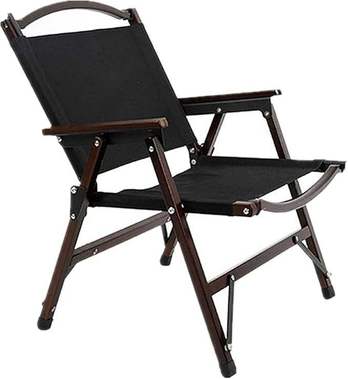 UNISTRENGH Wooden Folding Camping Chair Portable Beech Wood Outdoor Backrest Chair for Road Trip Fishing Beach Patio and Backyard (Black/Walnut Color)