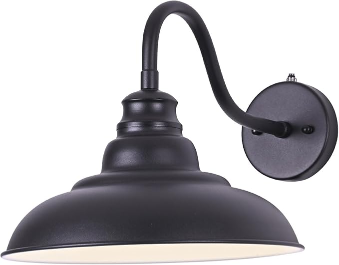 Outdoor Gooseneck Barn Light12 Inch Dusk to Dawn Exterior Barn Lights Farmhouse Black Exterior Lights Fixture Wall Mount Outdoor Wall Sconce for Garage Porch Patio