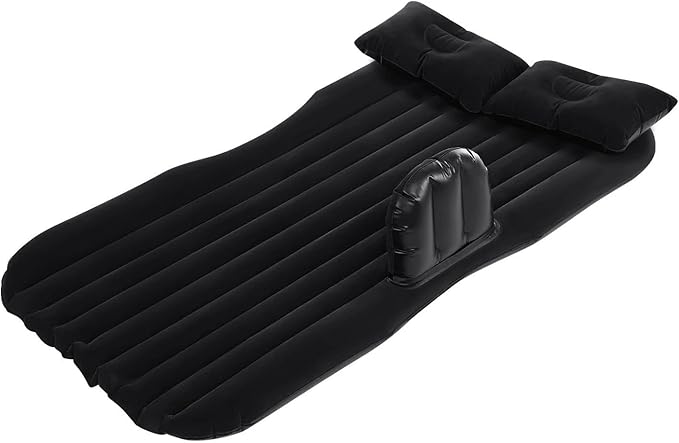 SUV Inflatable Mattress Car Electric Inflatable Bed Camping Car Inflatable Mattress PVC Flocking Car Mattress Cigarette Lighter Fast Inflatable Bed (Black)