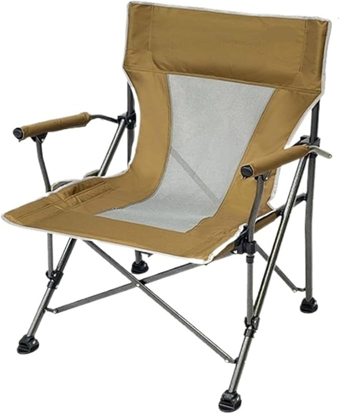 Oxford Cloth Folding Camping Chair Lightweight Stable for Outdoor Hiking Picnic Beach Leisure Use(Brown)
