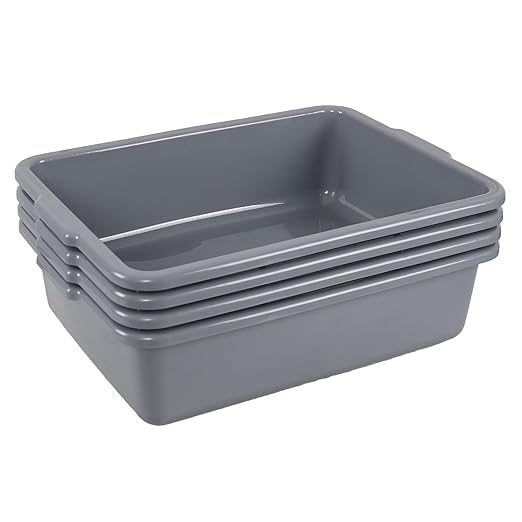 23 L 4 Packs Plastic Bus Tubs Commercial Bus Boxes Tote Gray