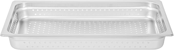 Restaurantware Perforated Hotel Pan 1 Count Full Size Anti-Jam 2.5â€ Deep Freezable 24 Gauge Stainless Steel Steam Pan - Lid Sold Separately for Use in Commercial Kitchens and Catering Events