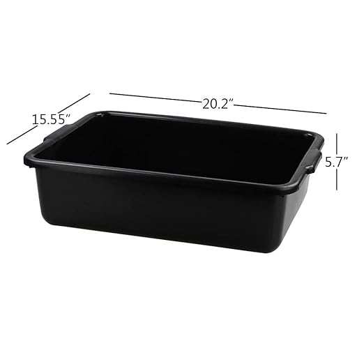 4-Pack Large Plastic Bus Box 23 L Plastic Commercial Tote Box Bus Tubs Black