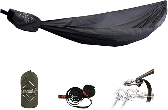 Onewind 11ft Ultralight Camping Hammock Portable Hammock 40D 1.7oz Nylon Ripstop with 2 * 12Ft Tree Straps for Camping Hiking Backpacking 11' x 55 Dark Grey