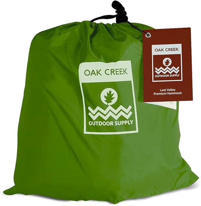 Oak Creek Camping Hammock and Accessories. Complete Package with Mosquito Bug Net Rain Fly Tree Straps. Great for Hiking Backpacking and Travel. Weighs Only 4 Pounds.