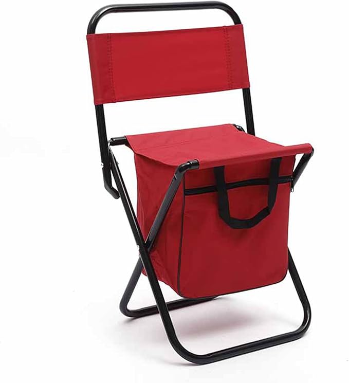 Portable Lightweight Folding Bag Chair Holds up to 225 lbs Steel Pipe &amp Oxford Cloth Soft Comfortable Fishing Chair with Pocket Bag Camping Stool Hiking Outdoors (Red)