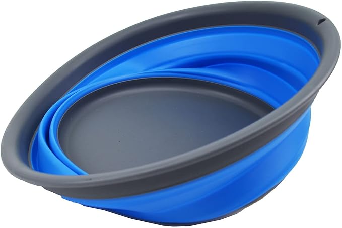 SAMMART 7.5L (1.98 Gallon) Collapsible Tub - Foldable Dish Tub - Portable Washing Basin - Space Saving Plastic Washtub (Grey/Blue (Set of 2))