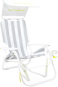 SUNFLOW Shore Thing Premium Beach Chair - Adjustable Portable Rust-Resistant Reclining Beach Chair with UPF 50+ Sun Shade and Drink Holder for The Ultimate in Comfort (Oyster Gray Stripe)