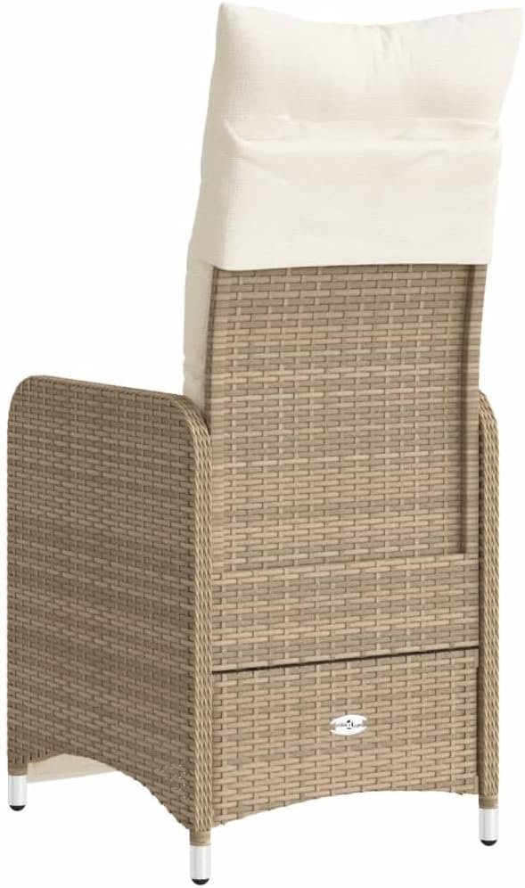 Beige Reclining Garden Chair Set 2-Piece Outdoor Lounge Seating for Patio Backyard Balcony