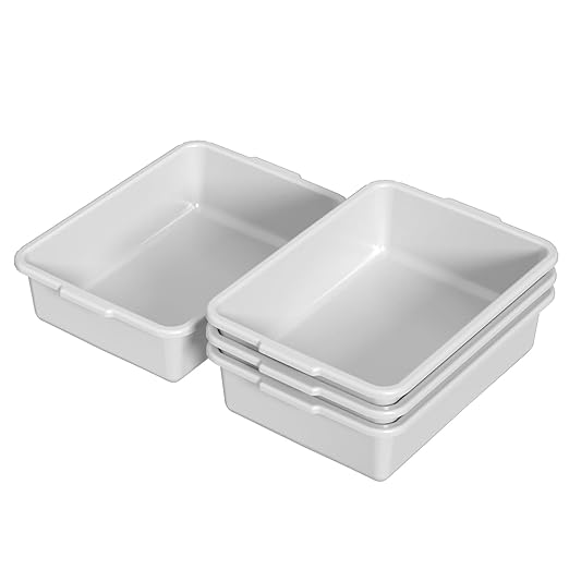 13 L Light Gray Bus Tubs Commercial Bus Tub Tote Dishwashing Basin 4 Packs