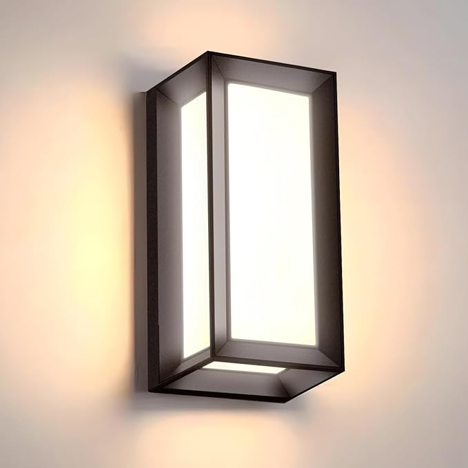 wowlite Outdoor Lights for House LED 12W Modern Porch Light 3000K 4000K 6500K 3 Colors Changeable Aluminum Outdoor Light Fixture Wall Mount Exterior Lighting Fixtures for Garage Garden Patio