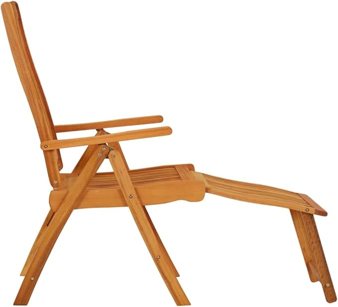 Folding Patio Chairs with Footrests 2 pcs Solid Wood Eucalyptus Outdoor Reclining Lounge Chairs for Garden Terrace and Patio with Adjustable Backrest and Practical Footrests