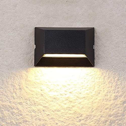 6W LED Outdoor/Indoor External Wall Sconces Light Waterproof Fixture Door Gate Step Stair Surface Mount Lamp Black Warm White