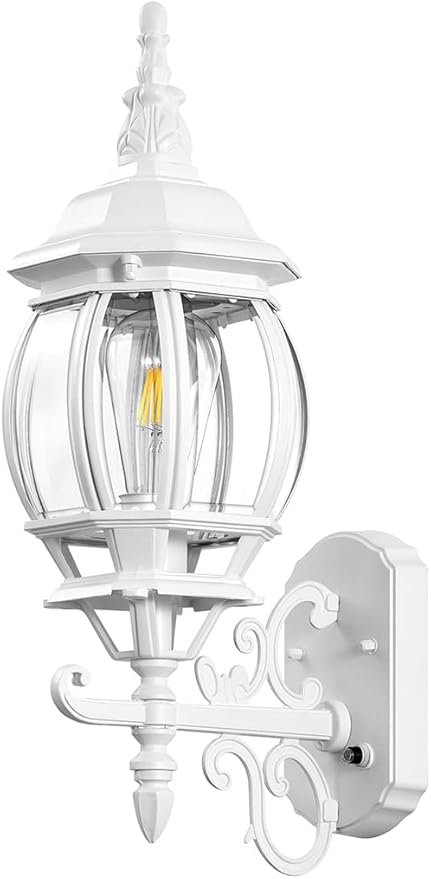 VIANIS Outdoor Wall Sconce White Dusk to Dawn Outdoor Lighting Wall Mounted 100% Aluminum Waterproof Exterior Front Porch Light Fixture for House Modern Outside Lantern Lights for Garage Lamp
