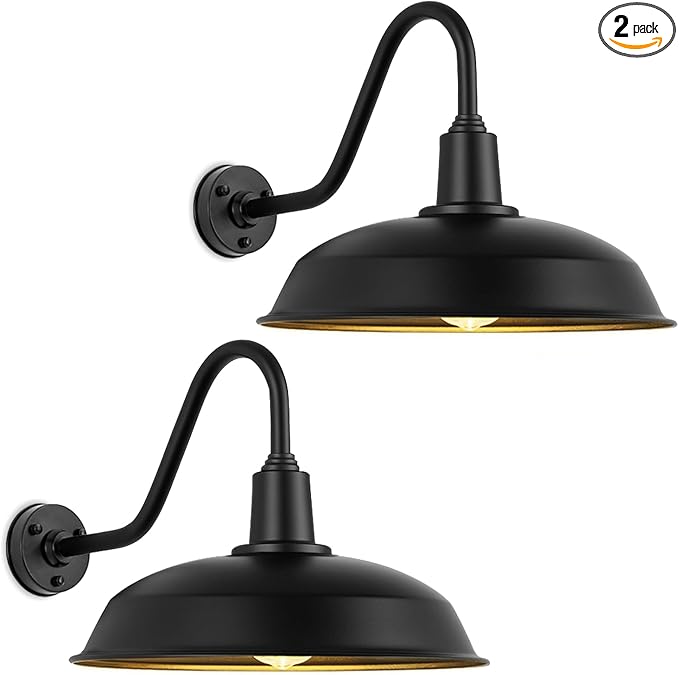 Extra Large 21 Outdoor Barn Gooseneck Light Rustic Modern Classic Farmhouse Porch Light for Barn Deck Driveway - 2 Pack