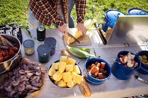 GSI Outdoors Convex Kettle for Soup Stew or Water Pot - Camping Enamelware 4.25 qt