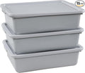 3 Packs 15 L Plastic Bus Tubs with Lids Commercial Bus Box Gray