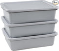 3-Pack 13 L Commercial Bus Tub Box Plastic Restaurant Bus Tubs with Lids Grey