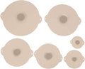 Silicone Food Can Lids 6Pcs Heat Beige Sealing Pot Pan Covers - Leakproof Airtight Design Multipurpose Kitchen Storage