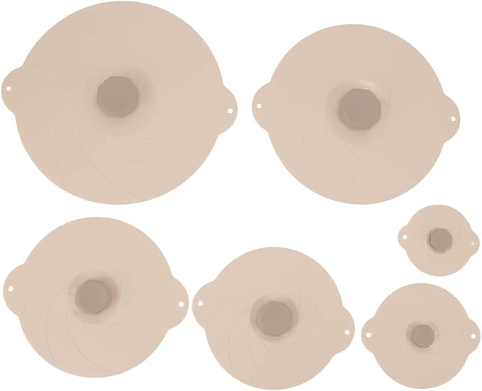 Silicone Food Can Lids 6Pcs Heat Beige Sealing Pot Pan Covers - Leakproof Airtight Design Multipurpose Kitchen Storage