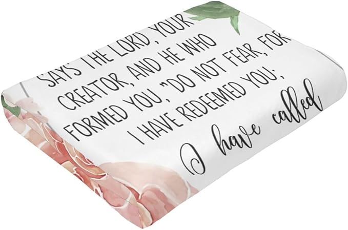 60X50 Isaiah 43 1 Fear Not for I Have Redeemed You Bible Verse Wall Art Lightweight Flannel Blanket - Soft and Breathable Polyester Suitable for Travel Camping and Home Decoration