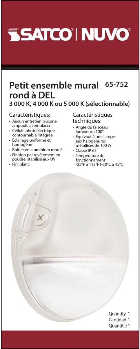 Nuvo 65/752 LED CCT Selectable Small Round Aluminum Outdoor Wall Pack Light 3000K/4000K/5000K 20W White