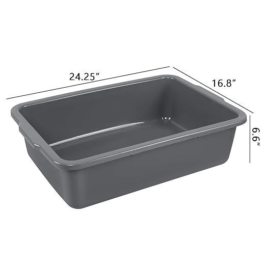 4 Packs 35 L Large Plastic Commercial Bus Tub Utility Bus Box Gray