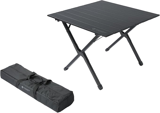 CAMPINGMOON Folding Aluminum Roll-Up Table L 31.1'' x W 31.5'' x H 24'' - Portable Compact Camping &amp Picnic Table BKT-80