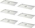HECMAC 6-Pack Full Size Hotel Pan Cover Stainless Steel Solid Steam Table Catering Food Pan Lid with Handle 23 Gauge