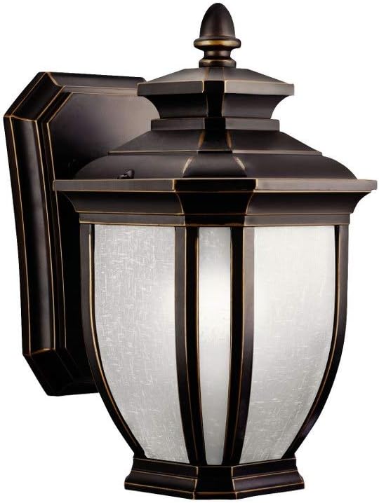 Kichler Salisbury 10.25 1 Light Outdoor Wall Light with White Linen Glass in Rubbed Bronze