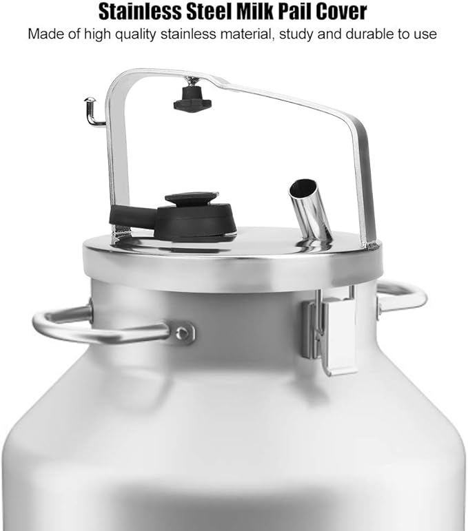Stainless Steel Milk Bucket Pail Cover Lid with Gasket Plug Seat 8.07 Inch Durable Replacement - Non - Eco - Friendly Finish Easy to Use for Dairy and Home