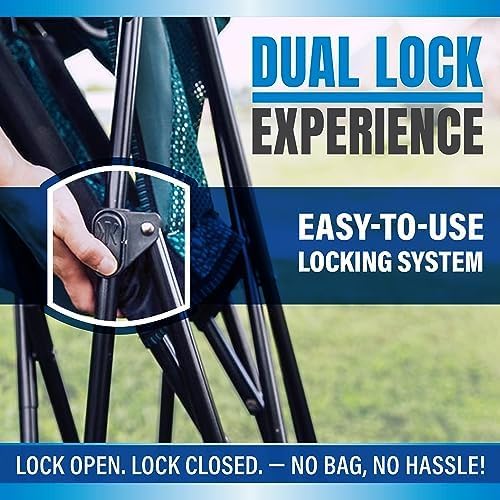 Kijaro Dual Lock Folding Camp Chairs - Versatile for Sports Outdoors &amp Lawns - Locks Positions - Maldives Blue