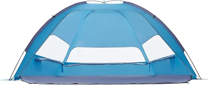 VEVOR Beach Tent Sun Shelter for 6 Person UPF 50+ Protection Portable Sun Shade Beach with Carrying Bag &amp Sand Pockets Lightweight and Easy Setup Beach Umbrella for Camping Fishing Outdoor Picn