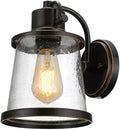 Globe Electric 44127 Charlie 1-Light Outdoor Indoor Wall Sconce LED Bulb Included Oil Rubbed Bronze Clear Seeded Glass Shade 500 Lumen